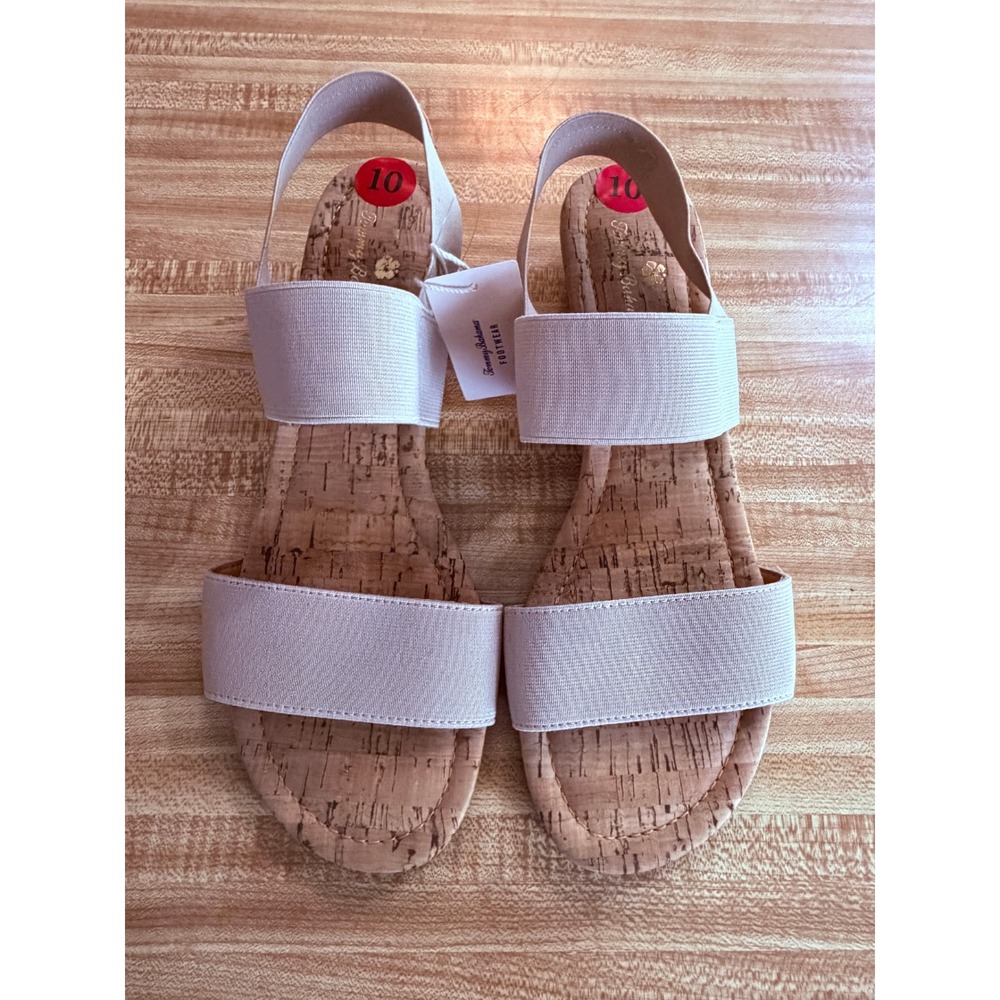 Tommy Bahama Women's Beige Elastic Strap Cork Wedge Sandals Size 10 NWT